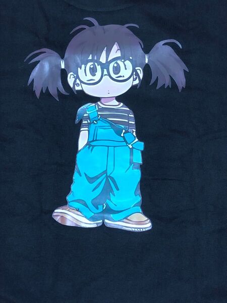 ARALE プリントTシャツ 黒 2XLサイズ ドクタースランプアラレちゃん パロディt シャツ オーバーオール姿 バックプリント