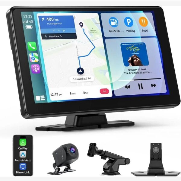 ディスプレイオーディオ 9インチ ポータブル カーオーディオ バックカメラ付き Android iPhone スマホ連動