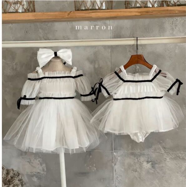 marron ワンピース Ssize 80-90cm 2-3y ドレス 結婚式 バースデイ 韓国子供服