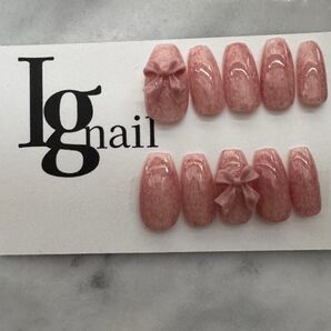 リボンネイルチップ ガーリーネイル 成人式ネイルチップ ネイルチップ ネイル ネイルチップ