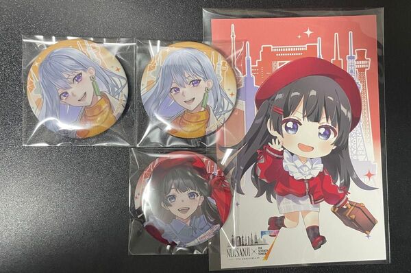 にじさんじ7大タワーコラボ ランダム缶バッジ 等身 特典ポストカード 月ノ美兎 樋口楓 セット