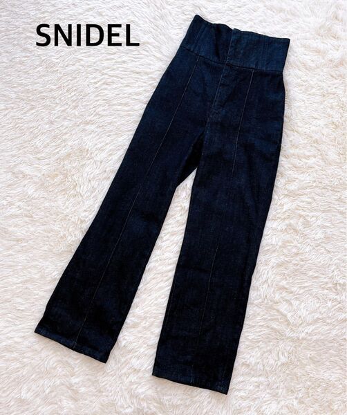 snidel スナイデル レースアップデニム ハイウエスト タック バックリボン パンツ M