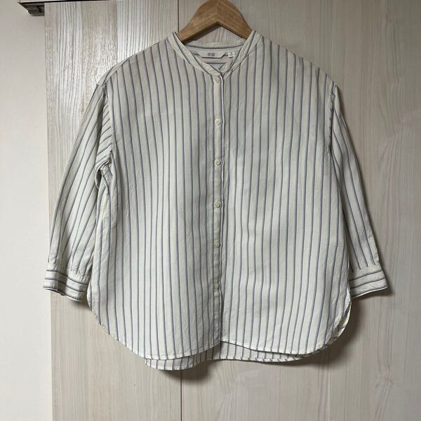 UNIQLO リネン混バンドカラーシャツ 七分袖 サイズM