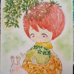 手書きイラスト プチトマトとカタツムリ