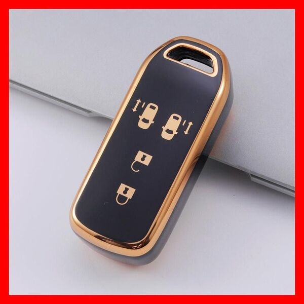 【送料無料、匿名配送】ホンダ スマートキーケース TPU キーカバー N-BOX N-ONE N-VAN ブラック×ゴールド