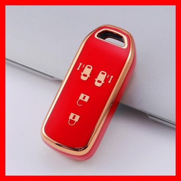 【送料無料、匿名配送】ホンダ スマートキーケース TPU キーカバー N-BOX N-ONE N-VAN レッド×ゴールド