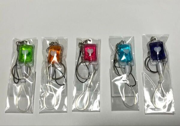 【プライズ品】かわ血ぃ 輸血パックキーホルダー ハートラメカラー 5色コンプセット 未開封未使用