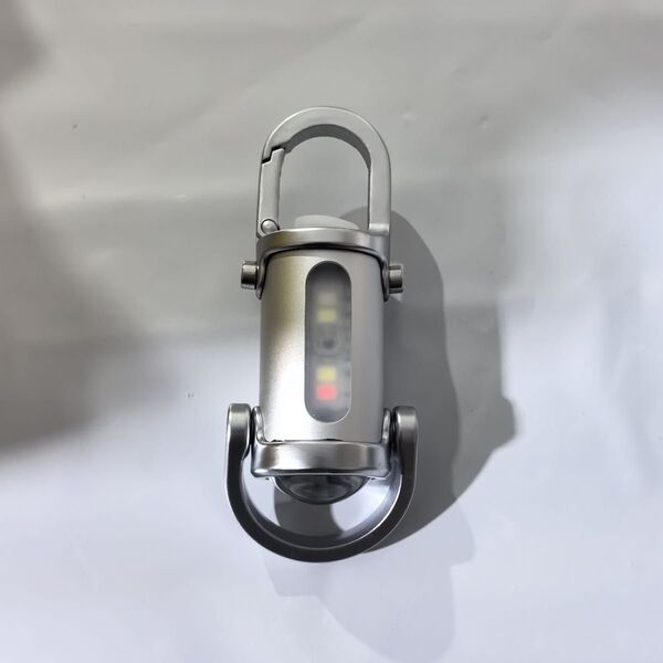 防水キーホルダー型ライト 多機能USB充電式 ミニライト アウトドア 1200ルーメン 軽量 キャンプ用ポケット シルバー