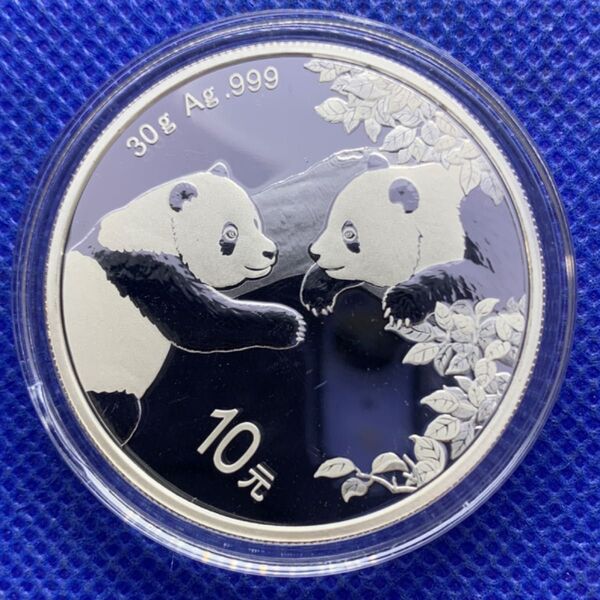 2023年中国パンダ銀貨 10元 30グラム AG999本物 コインカプセル付き!