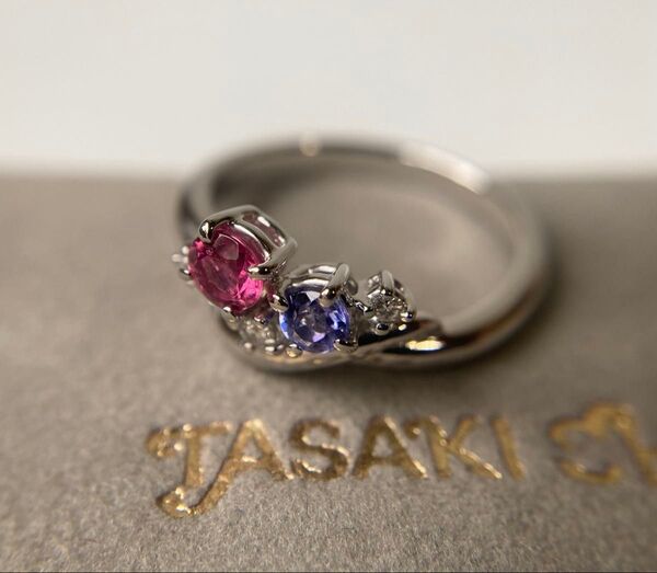 TASAKI タサキ 0.04ct ダイヤモンド ピンクトルマリン タンザナイト レイヤード プラチナリング PT900