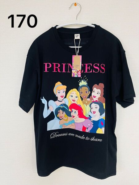 【新品】ディズニープリンセス Tシャツ 170 黒 しまむら リトシー