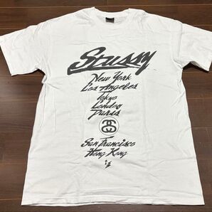 STUSSY Tシャツ ワールドツアー 白 W taps ヴィンテージ オールドステューシー コラボ レア