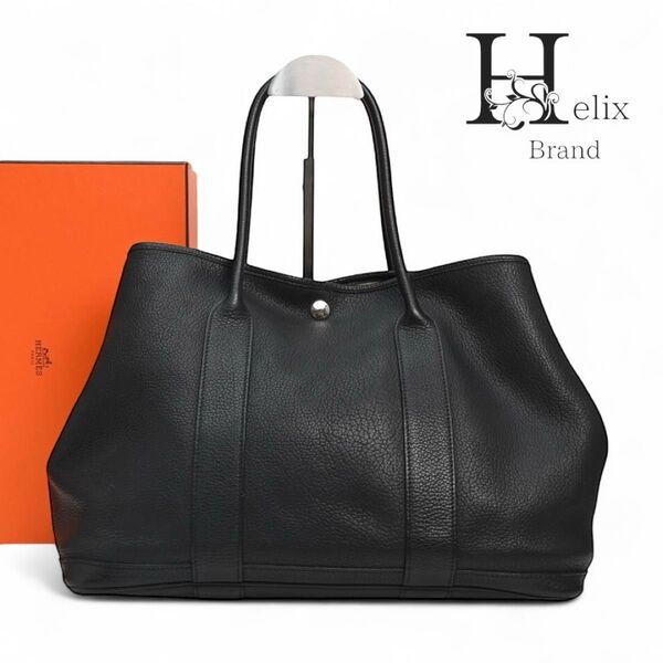 【美品】エルメス ガーデンパーティーPM ネゴンダ トートバッグ レザー 黒
