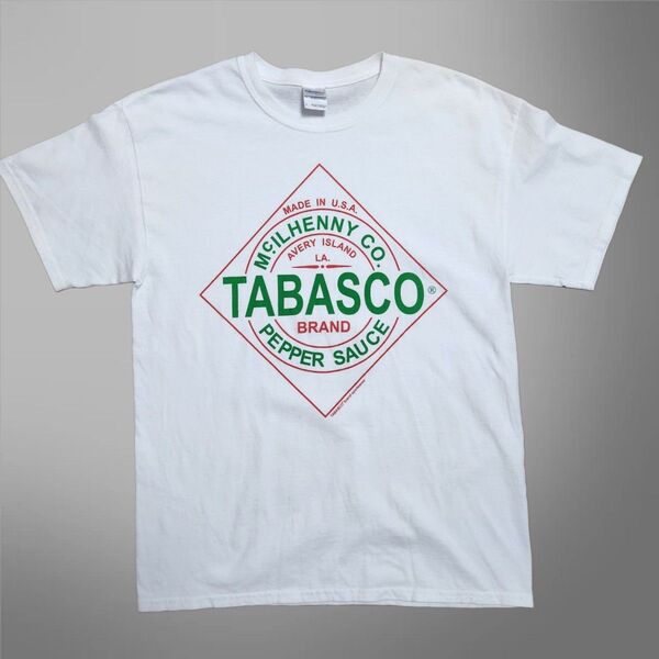 TABASCO タバスコ 企業ロゴ Tシャツ 企業T 白 半袖 L