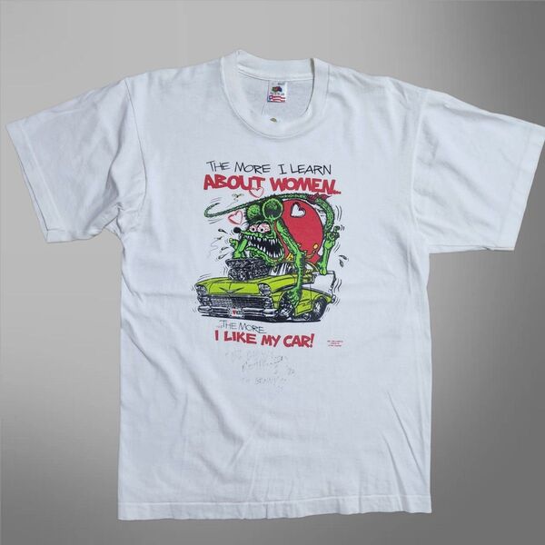 90s RAT FINK ラットフィンク キャラクターTシャツ 半袖 キャラT 白 L