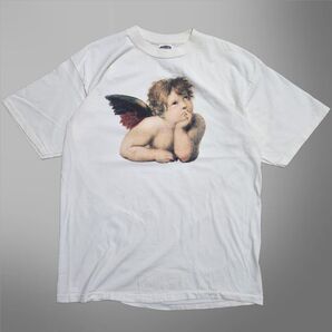 90s ラファエロ・サンティ システィーナの聖母 天使 アートTシャツ Tシャツ オフホワイト XL