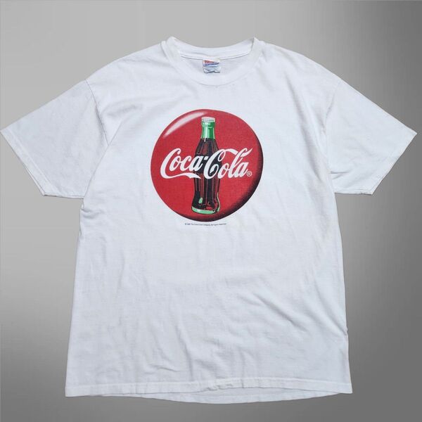 90s Coca-Cola コカコーラ 企業ロゴ 企業Tシャツ Hanes Tシャツ 白 XL