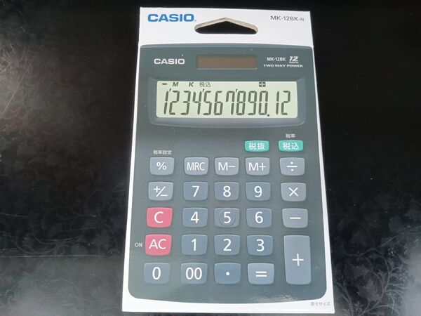 【新品】電卓 ソーラー 計算機 カシオ 12桁 MK-12BK-N 税率 箱入り CASIO