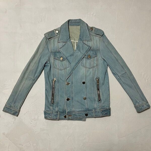 BALMAIN ダブル ライダース デニムジャケット 金ボタン