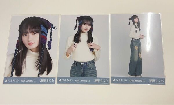 乃木坂46 生写真 遠藤さくら 猫耳ニット帽 3種コンプ