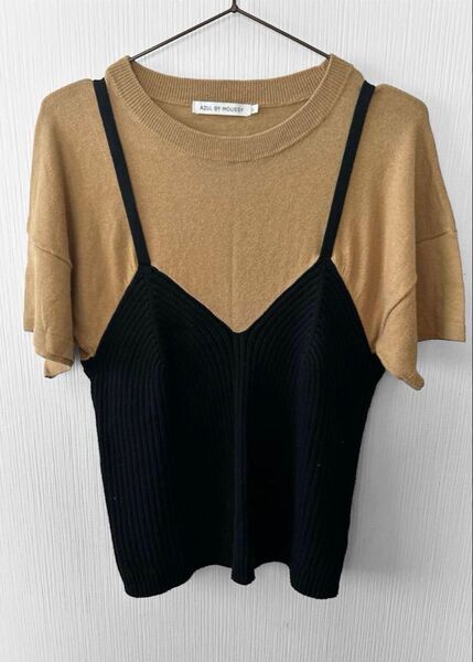 半袖ニット AZUL BY MOUSSY Lサイズ レイヤードデザイン