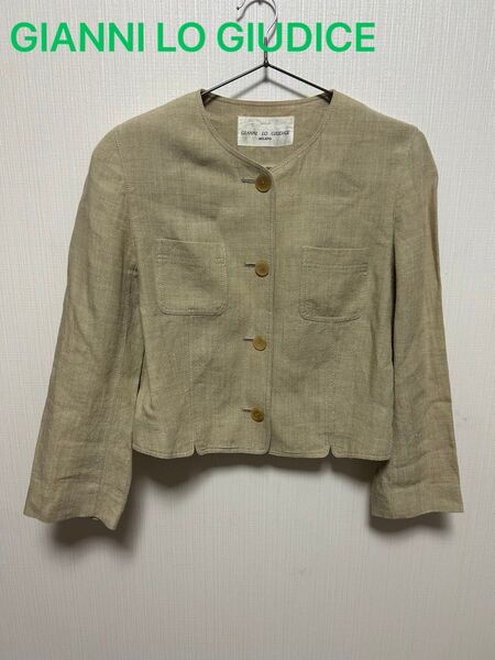 GIANNI LO GIUDICE ノーカラージャケット ベージュ レディース