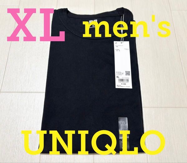 ●新品タグ付き●ユニクロメンズ●クルーネック半袖Tシャツ●ブラック・黒●XL●