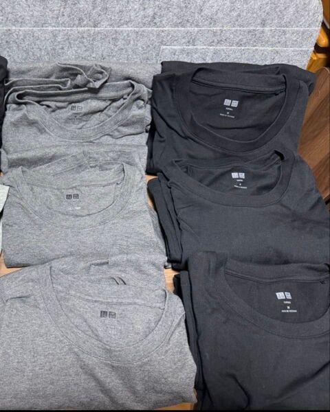 ② ユニクロ メンズ 長袖 Tシャツ Mサイズ 6点 Uネック M