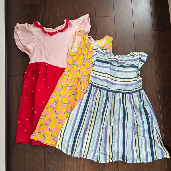 H&M moujonjon ノースリーブ 半袖 ワンピース 120 3枚セット