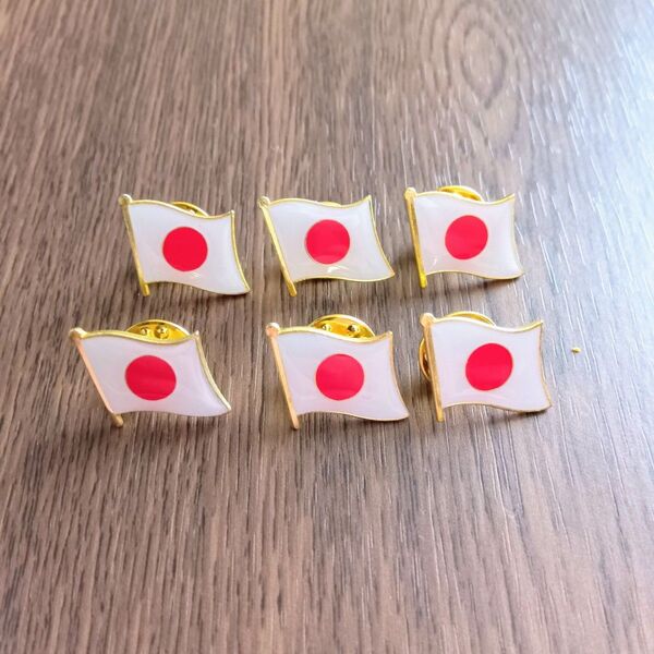 6個 日本国旗 ピンバッジ 日の丸 ピンバッチ