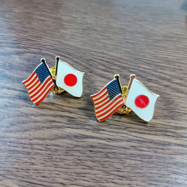 2個 日米友好 ピンバッジ ピンバッチ 日米同盟 国旗 日本 アメリカ