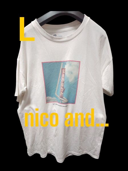 nico and… ニコアンド Tシャツ ホワイト 半袖 白 半袖Tシャツ Lサイズ 古着