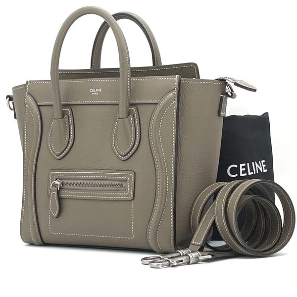 【極美品】 CELINE セリーヌ ラゲージ ナノショッパー ショルダーバッグ ハンドバッグ 2way スリ 現行ロゴ