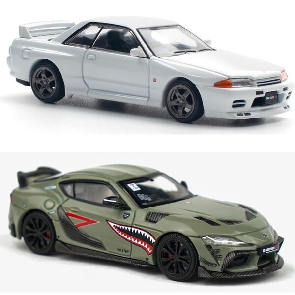 POP RACE ポップレース 1/64 ニッサン GT-R R32 ホワイト トヨタ スープラ 2台 未開封