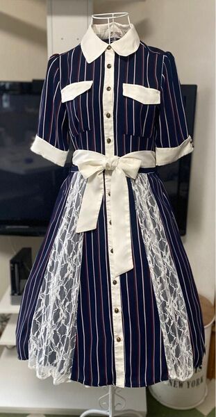 美品axes femme マルチストライプ柄シャツOP