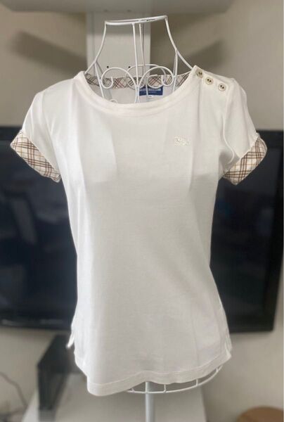 美品BURBERRY BLUE LABEL CRESTBRIDGE Tシャツ チェック ホワイト