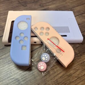Switch シリコンケース 肉球 カバー ピンク パープル
