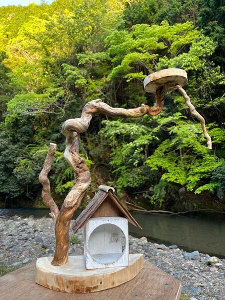 ハンドメイド バードジム 流木アート 流木インテリア