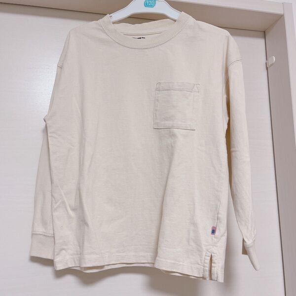 コットン長袖カットソー140ロンT綿100%アイボリー 長袖Tシャツ