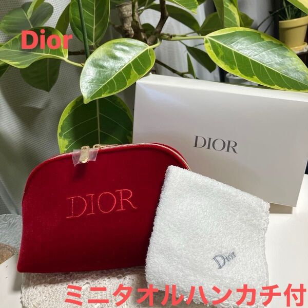 Diorベルベットコスメポーチ&Diorミニタオルハンカチ