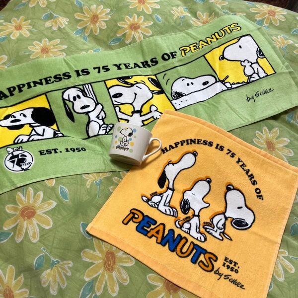 PEANUTS スヌーピー 75周年記念 タオル マグカップ 3個セット