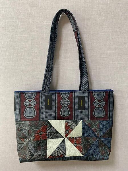 大島紬パッチワーク トートバッグ ハンドメイド