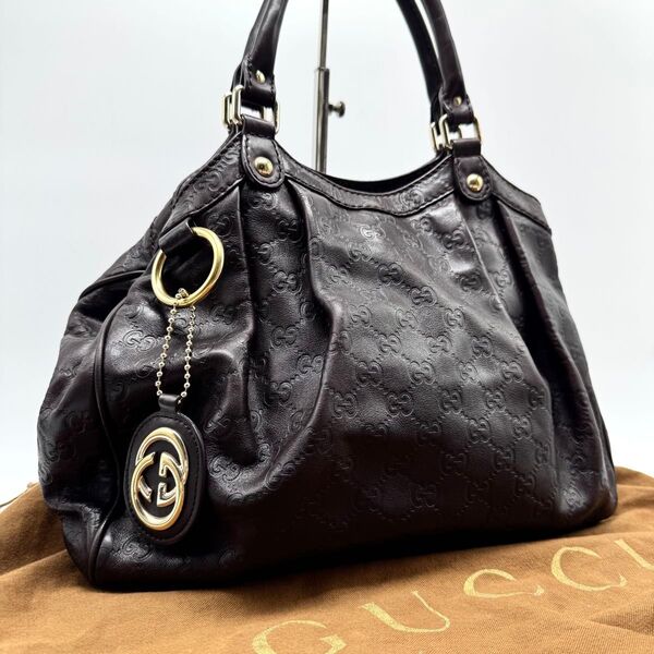 【極美品・保存袋付き】GUCCI グッチ ハンドバッグ トートバッグ スーキー GG インターロッキング