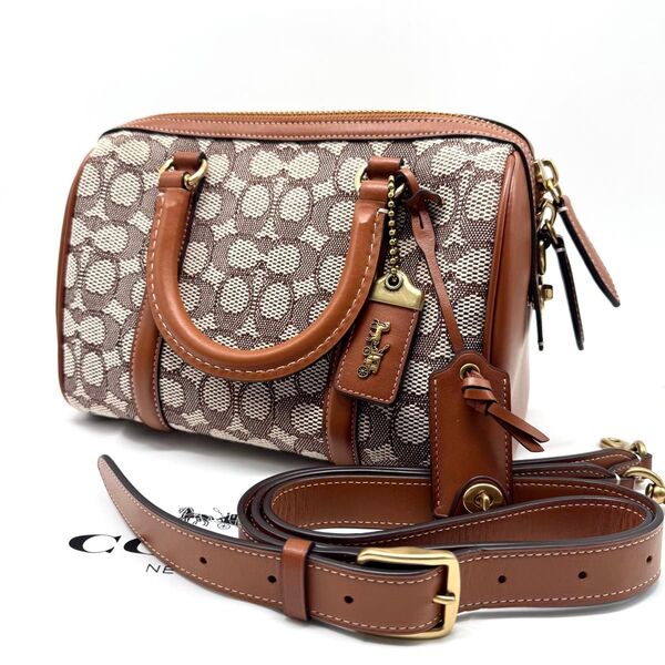 【未使用に近い】現行モデル COACH コーチ 2WAY ハンドバッグ ショルダーバッグ ミニボストン ルビー サッチェル25