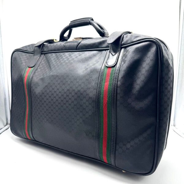 【超希少・美品】GUCCI グッチ マイクロGG ボストンバッグ ハンドバッグ トランクケース シェリーライン 黒