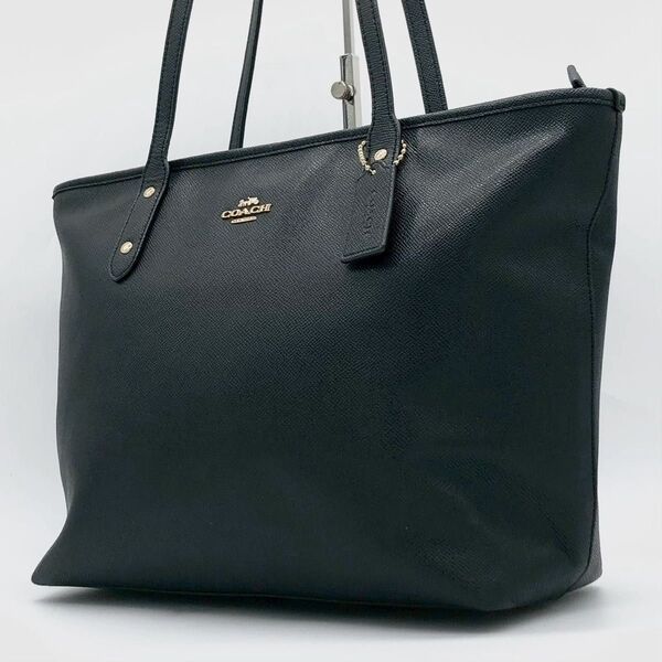 【極美品】COACH コーチ トートバッグ シティ ビジネス A4 肩掛け ブラック