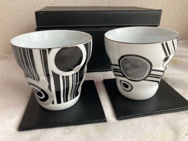 ★ J-Comon ペア ロックグラス セット 美濃焼 皮 化粧BOX入 フリーカップ マグカップ グラス ペアグラス