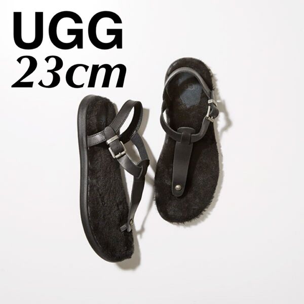 UGG アグ ファーサンダル ビーチサンダル トングサンダル 黒 ブラック