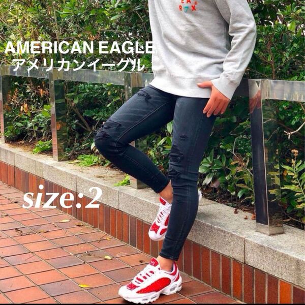 AMERICAN EAGLE アメリカンイーグル 黒デニム ダメージデニム