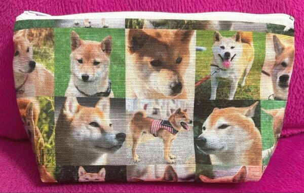 柴犬柄ポーチ しば犬柄ポーチ 化粧ポーチ 小物入れ 通帳ケース マルチケース